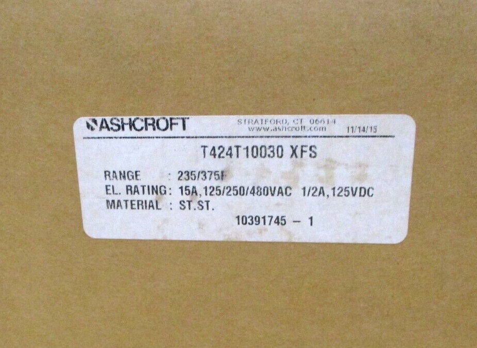 Ashcroft T424T10030XFS Switch for Temperature Control A8590HI