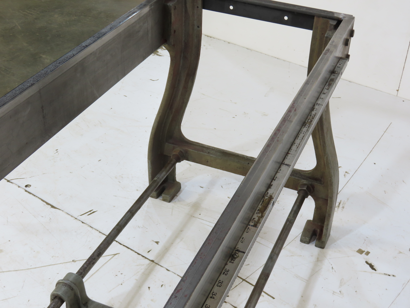 American S.B. Mach Co. Industrial Machine Table Cast Iron Stand Legs Base 7FT L