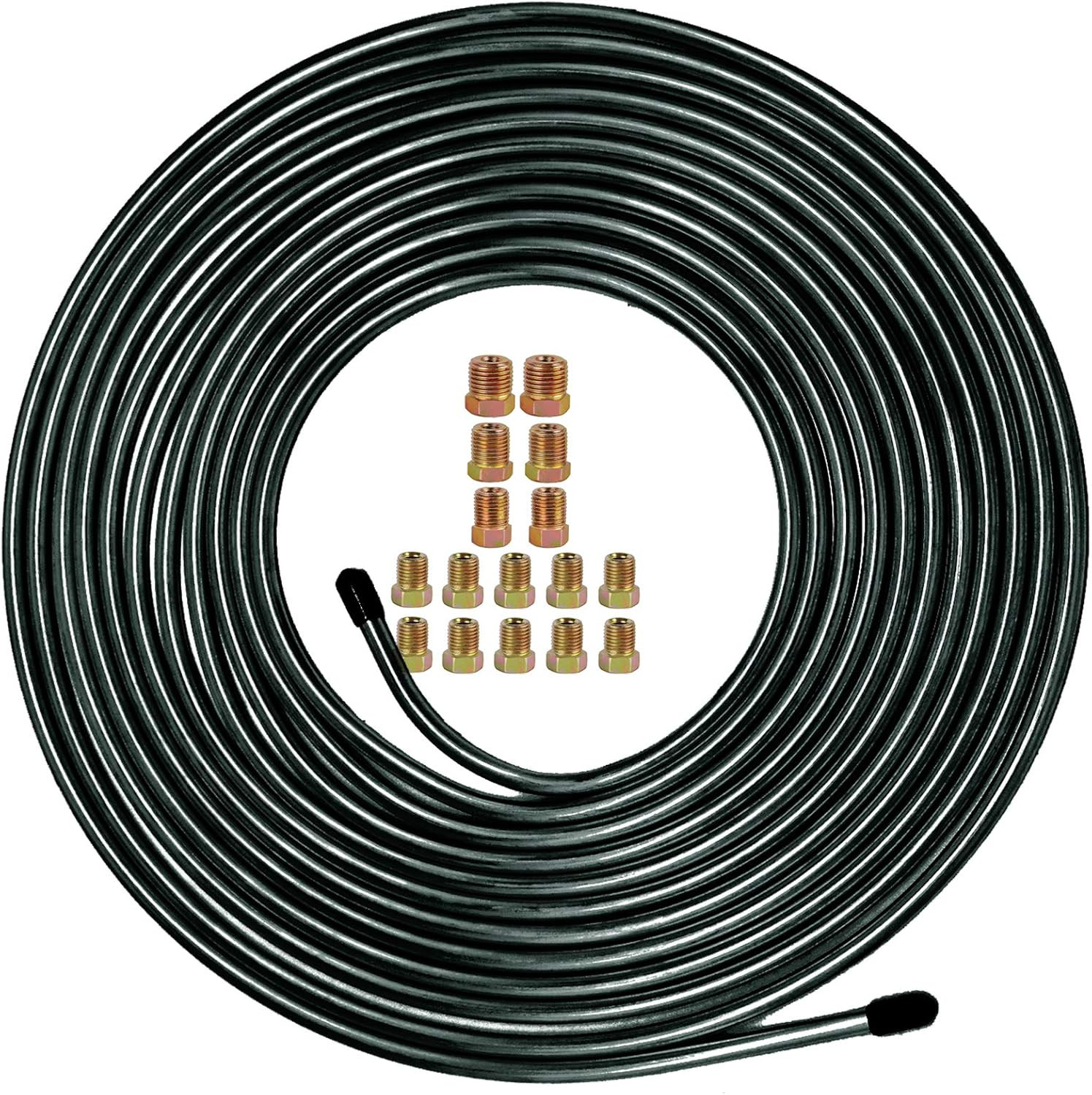 Brake Line Tubing Kit 3/16 Inch 25 Feet with 16 Flare Fittings – Rust-Proof PVF
