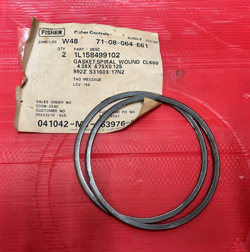 Fisher 1L158499102 Gasket Spiral Wound CL600 4.38 x 4.75 x 0.125 2 pcs