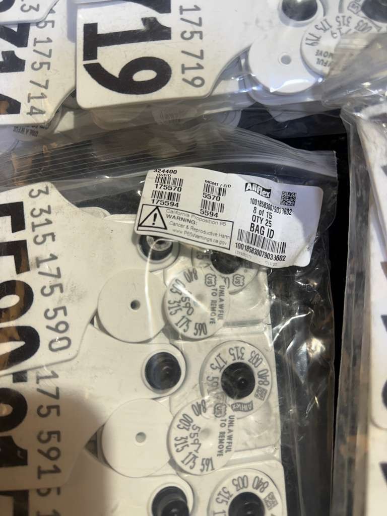 (QTY 375) AllFlex From Numbers #5395 To #5769 USDA Matched Pair Cattle Ear Tags