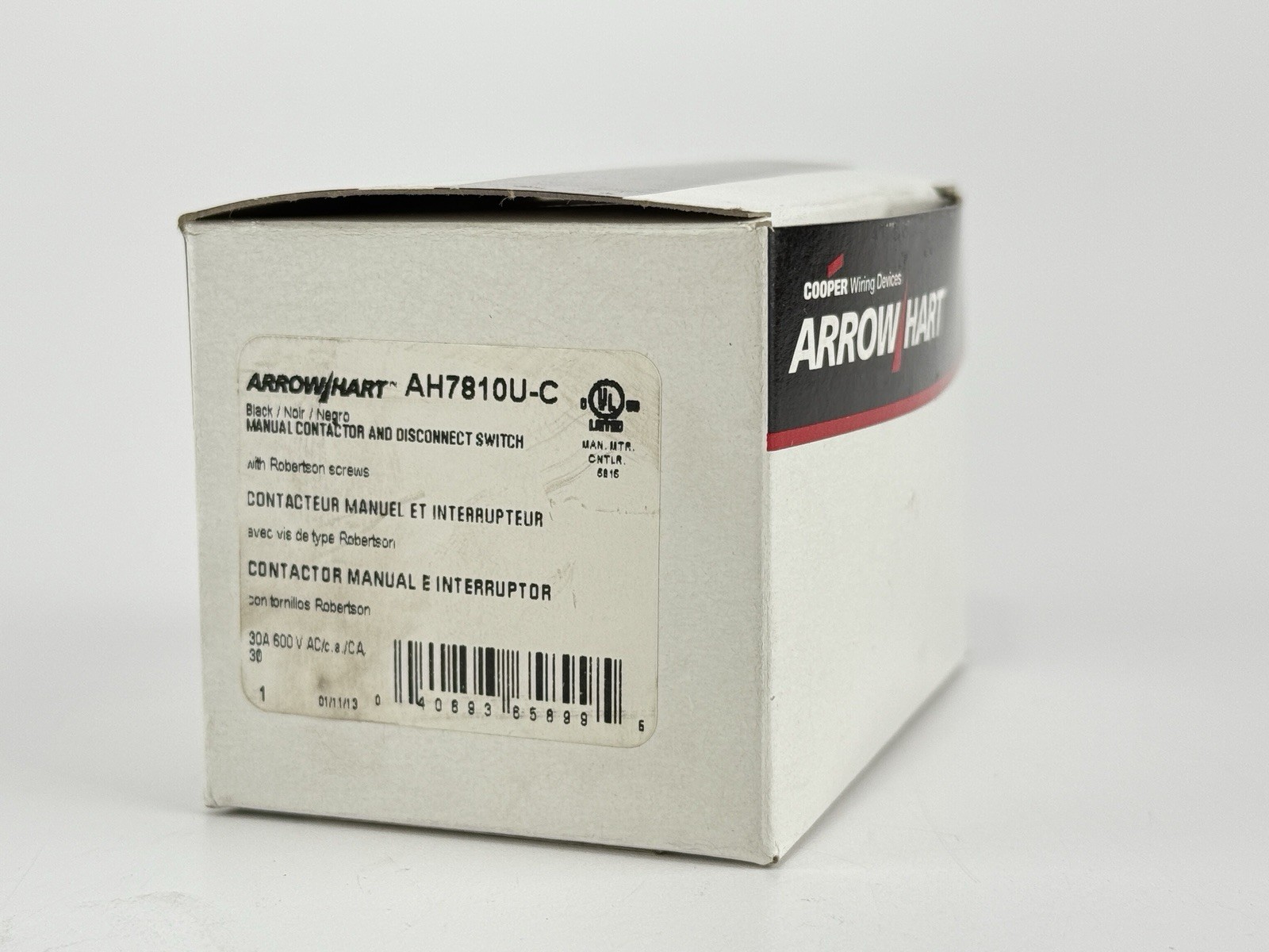 Cooper AH7810U-C Manual Contactor and Disconnect Switch AH7810UC Arrow Hart