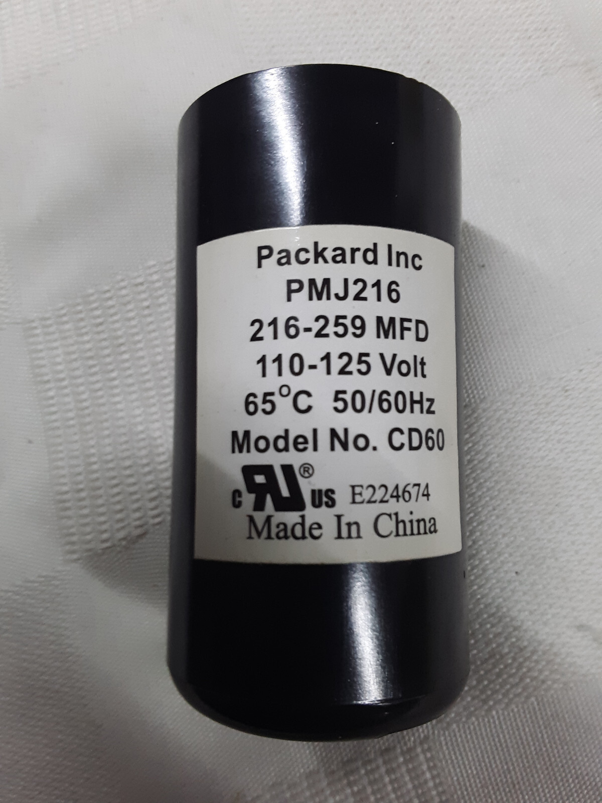 Packard PMJ216 Motor Start Capacitor 216-259 MFD 110-125 VAC