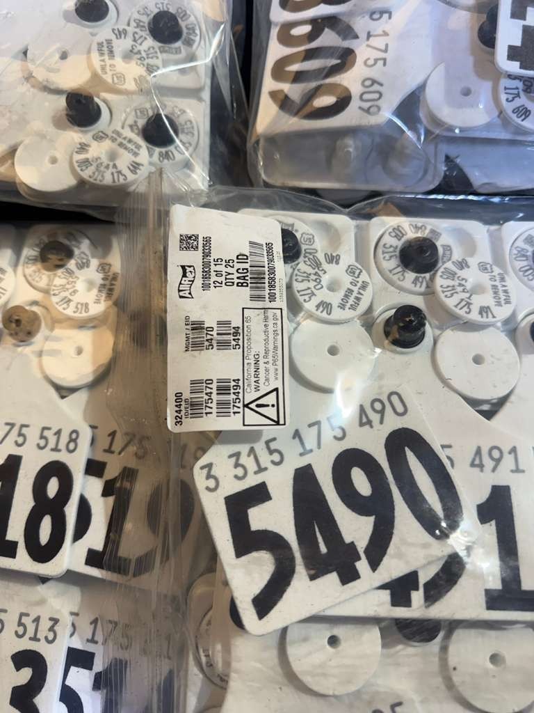 (QTY 375) AllFlex From Numbers #5395 To #5769 USDA Matched Pair Cattle Ear Tags