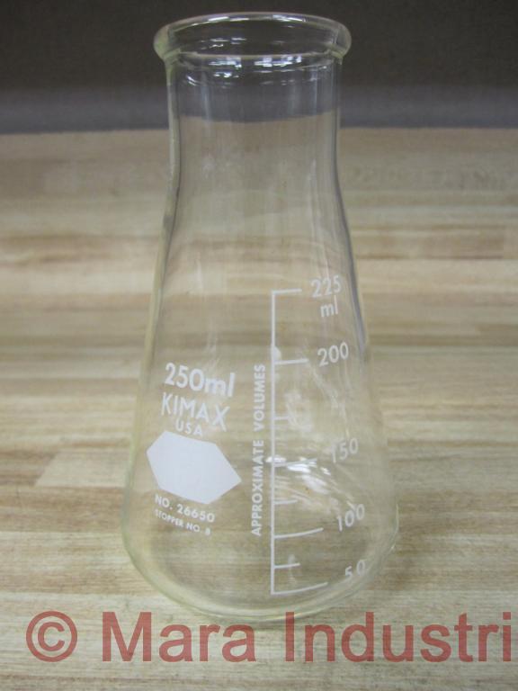 Kimble 26650-250 KIMAX 250mL Glass Erlenmeyer Flask 26650250 W/O Stopper