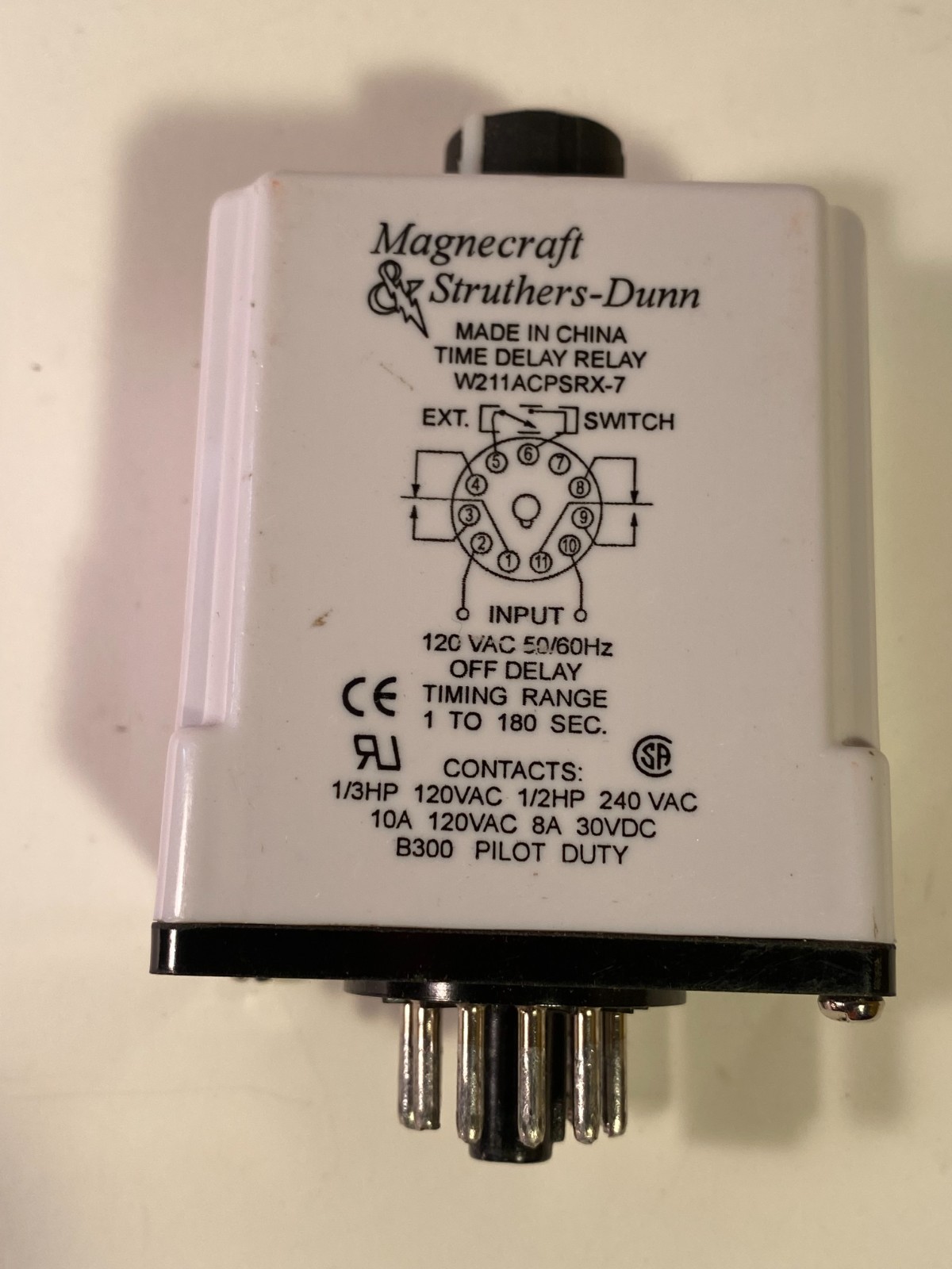 Magnecraft & Struthers Dunn W211ACPSRX-7 Time Delay Relay W211CPSRX7, 1 – 80 Sec