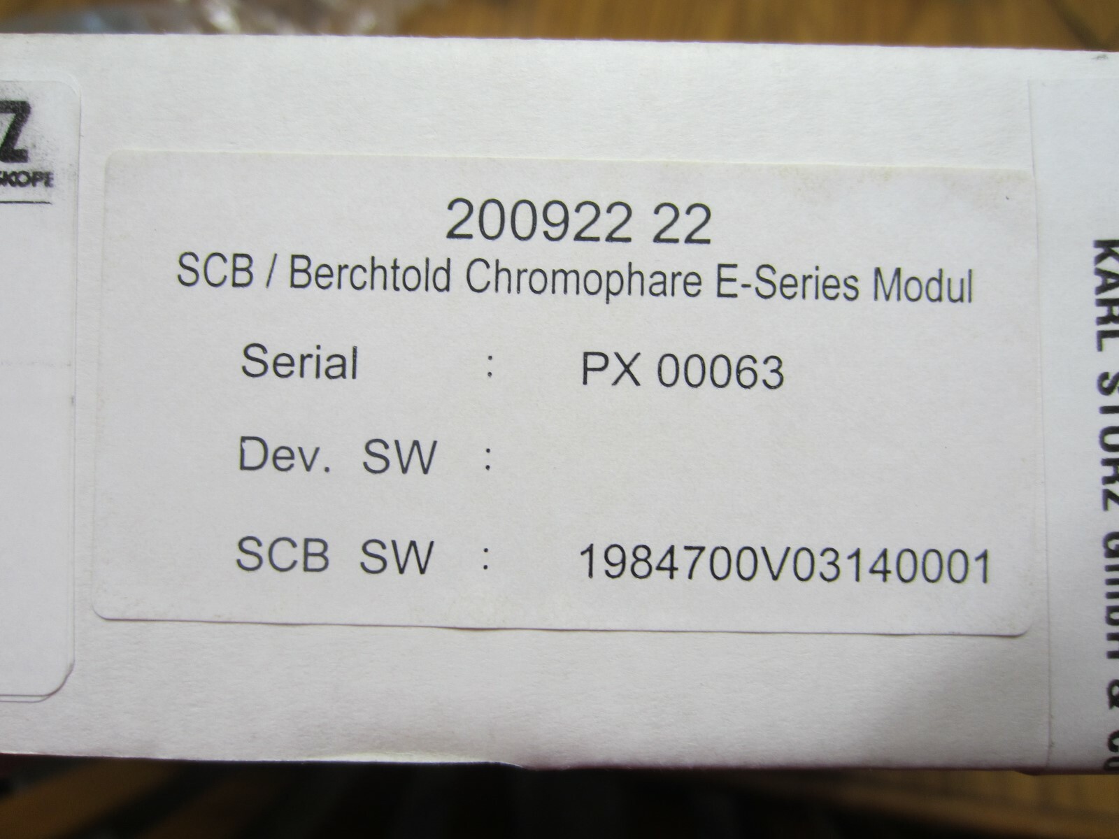 New Karl Storz 20092290 Interface SCB/Berchtold Chromophare E-Series