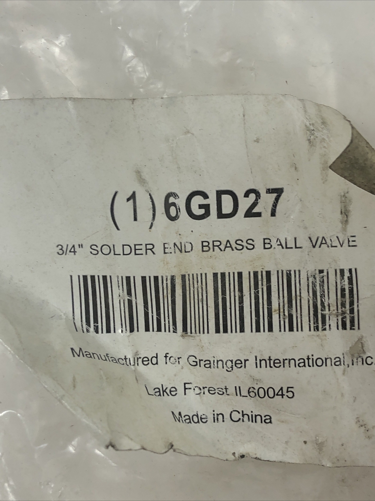 6GD27 3/4″ 600WOG Solder End Brass Ball Valve