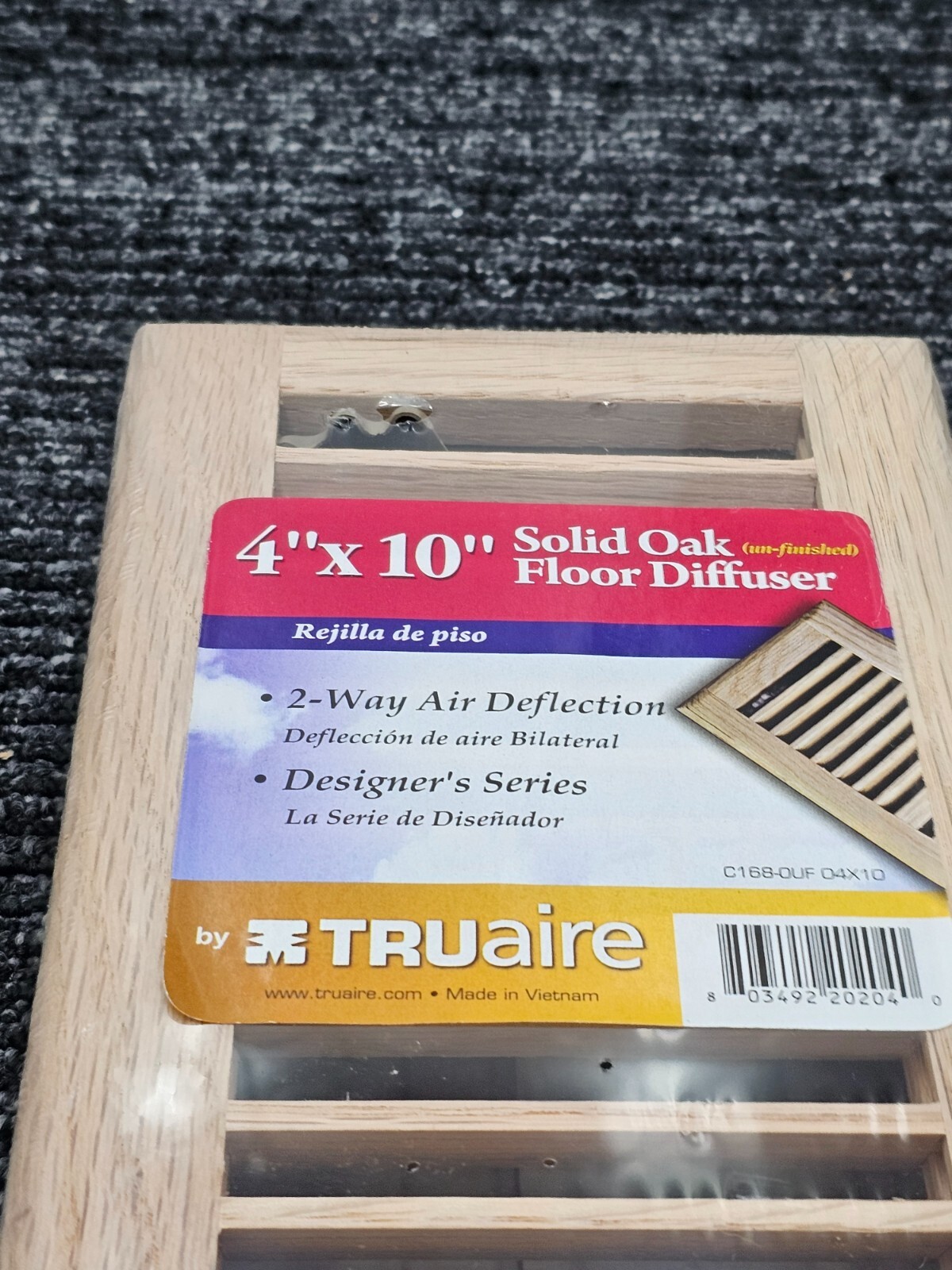 Tru Aire Soild Oak Brown Steel 2-Way Floor Diffuser 4 H x 10 W” C168-OUF 04X10