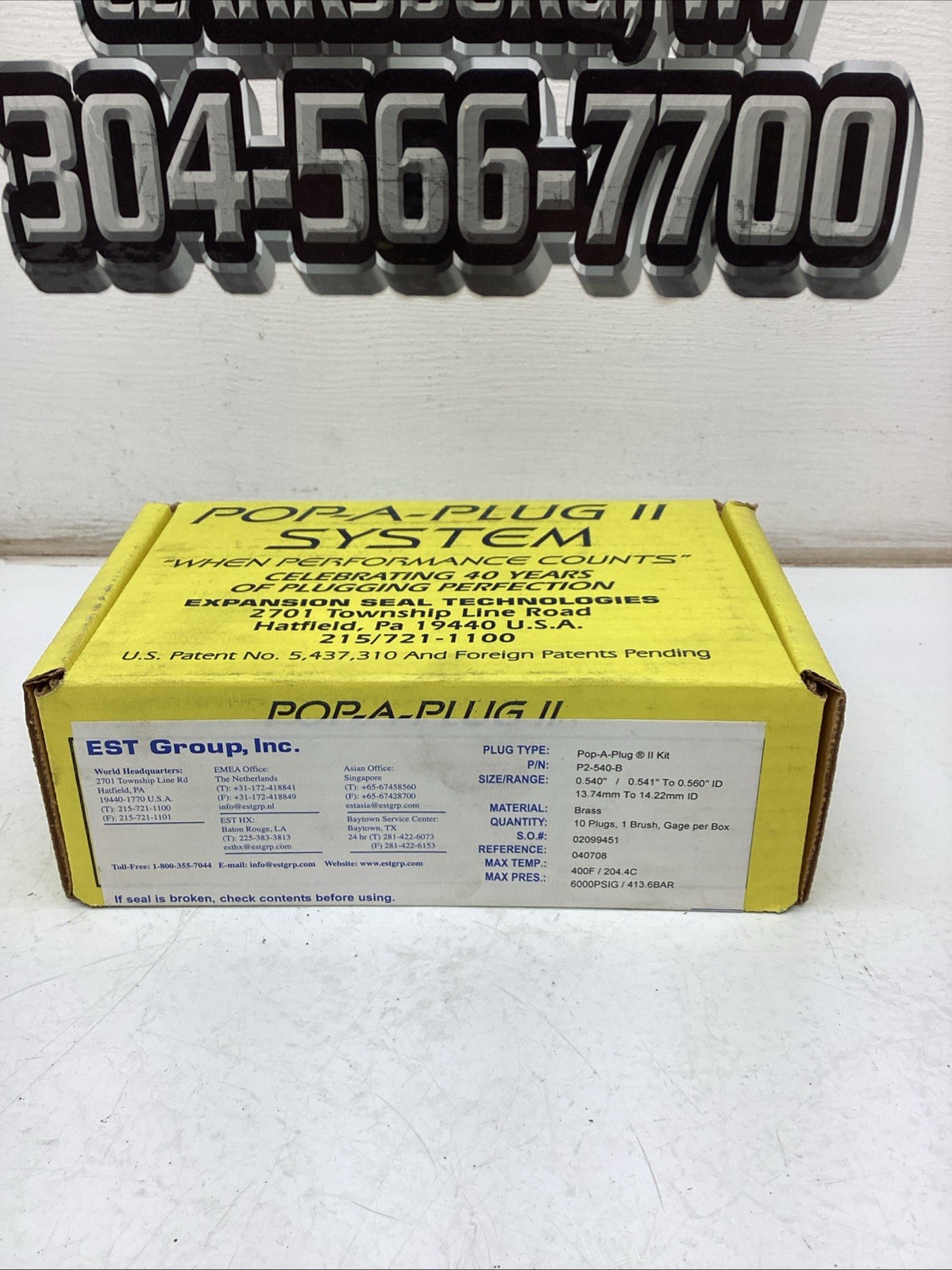 EST Group Inc Pop-A-Plug II Kit P2-540-B NIB Sealed