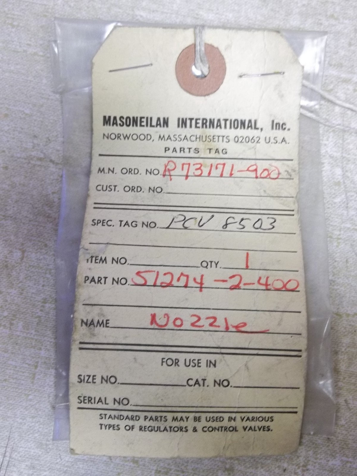NEW Masoneilan Nozzle 51274-2-400 *FREE SHIPPING*