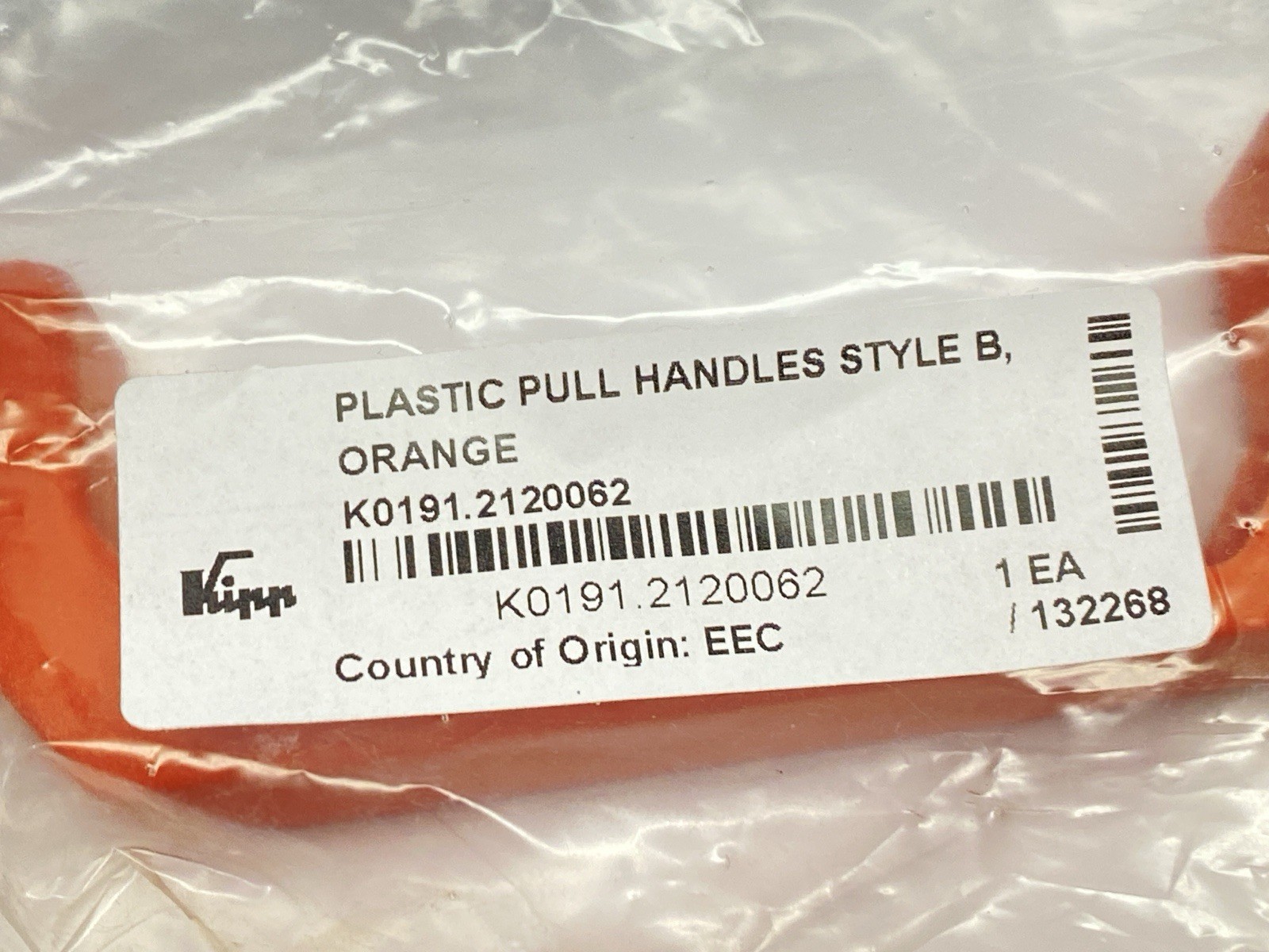 Kipp K0191.2120062 M6 x 120 mm Thermoplastic Pull Handle Style B Orange LOT OF 2