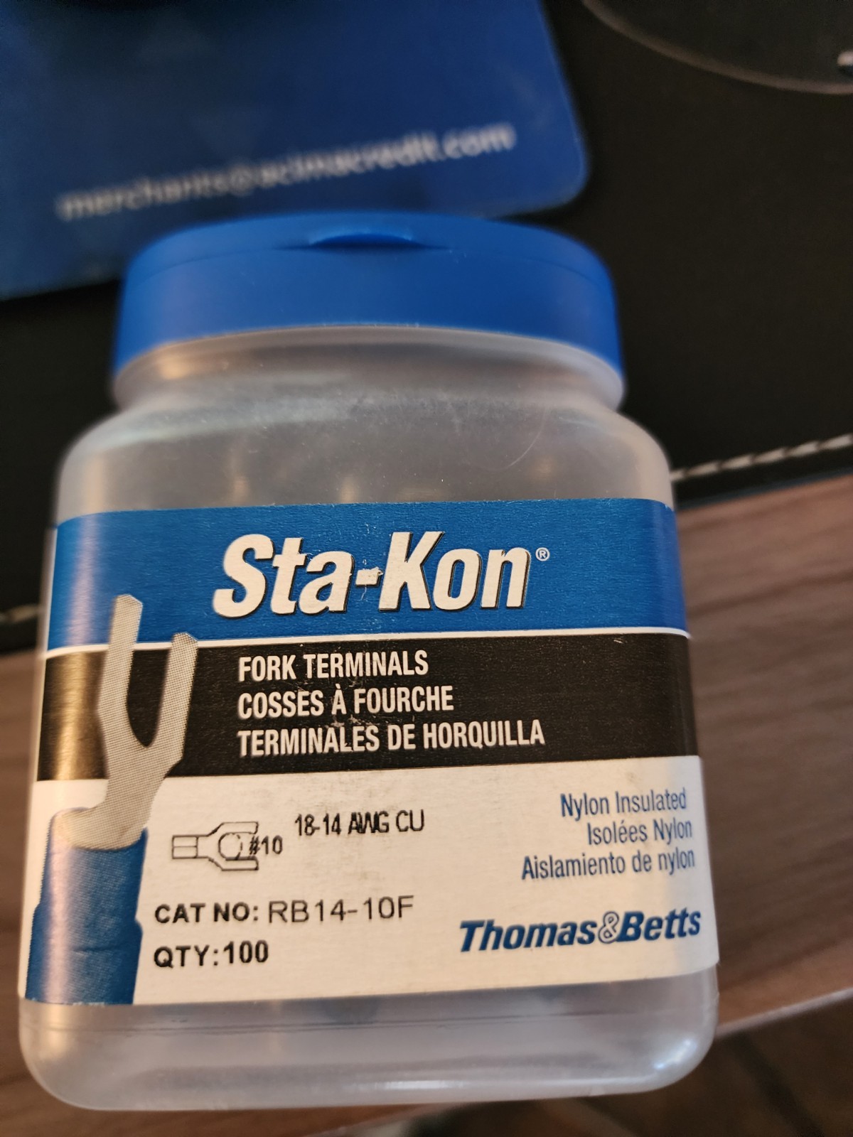 Sta-Kon Rb14-10F Fork Terminal, 14 Awg, 600 V, Nylon Insulated, 100ea