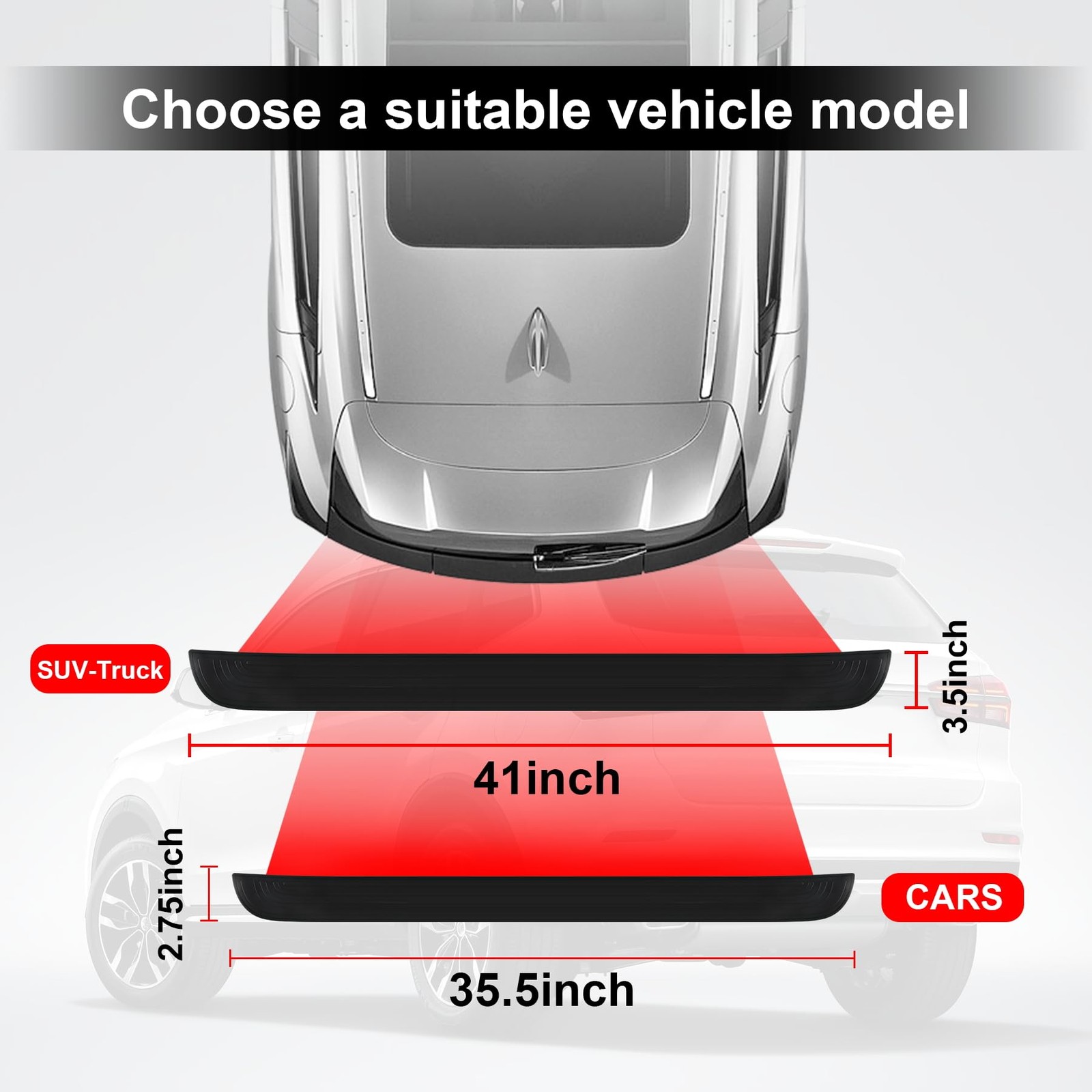 Car Rear Bumper Protector, 35.5inch x2.75inch Car/SUV Universal Rubber Anti-S…