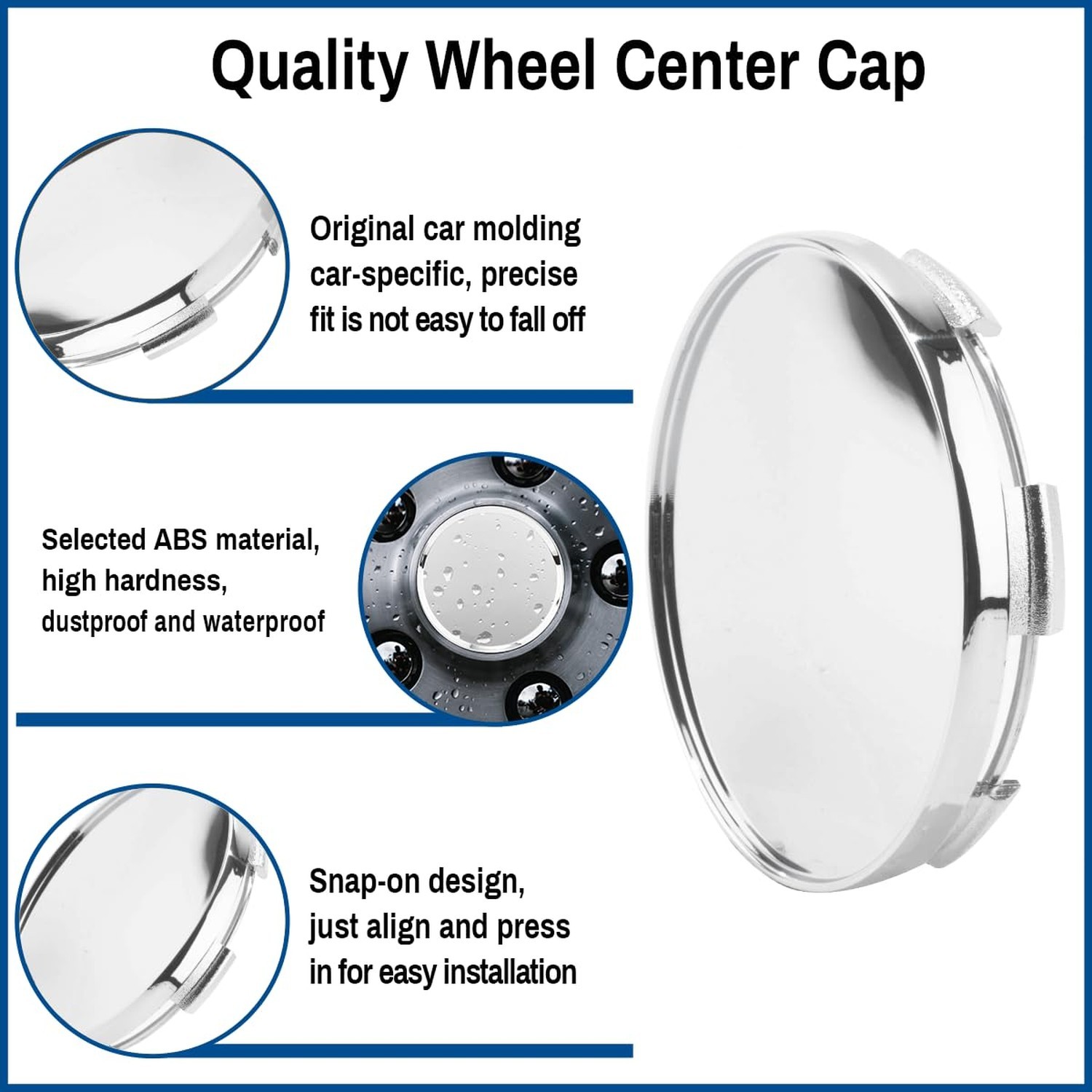 69MM 2.7in Wheel Center Caps Hubcaps Rim Center Cover Replacement Chrome Silv…