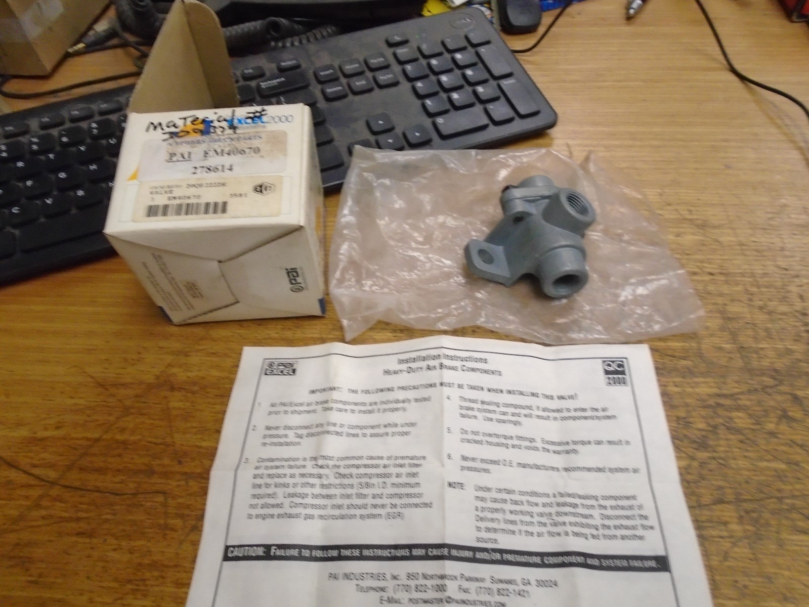 EXCEL2000 Air Systems Valve EM40670 278614 NIB