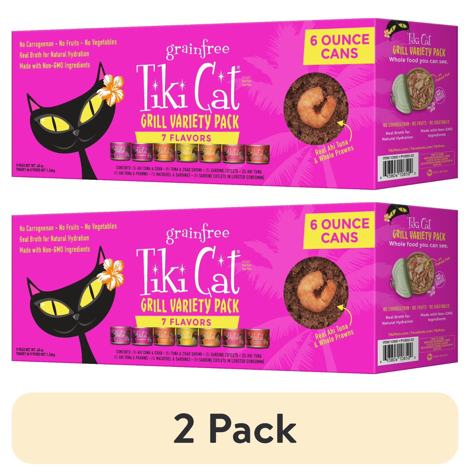 2 PACK Tiki Cat Grill, Tuna & Crab Surimi, High-Protein and 100% Non-GMO, 8 ct