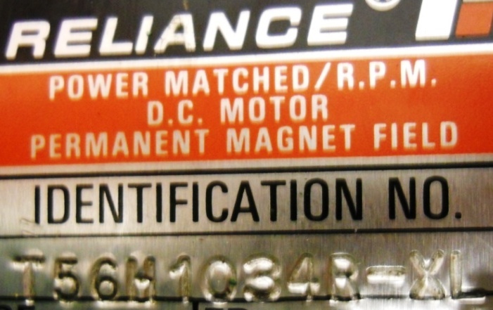 RELIANCE DC MOTOR, T56H1034R-XL, 1.5 HP & HUB CITY GEARBOX MODEL #264