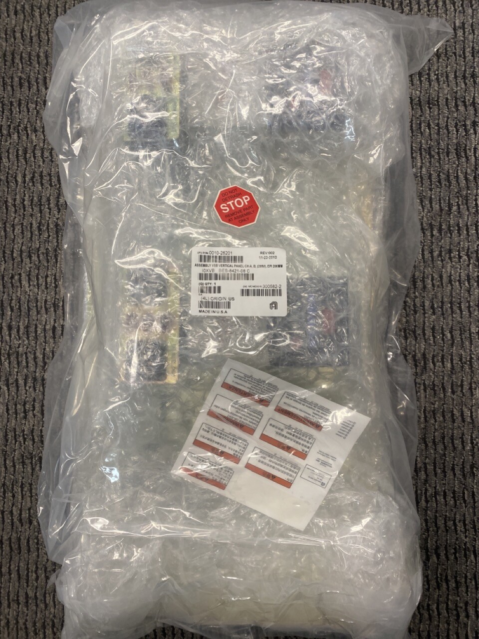 Applied Materials Assembly VSB Vertical Panel CH A, B, 280V, PN: 0010-26201