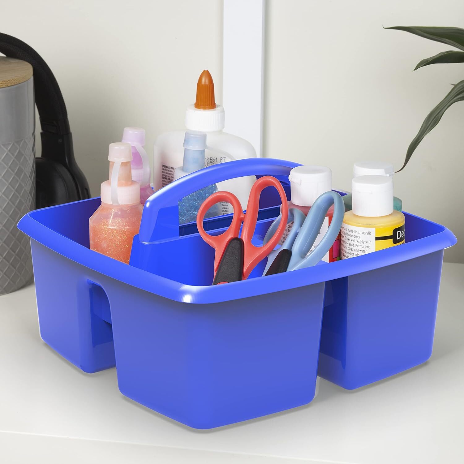 Storex 3-Compartment Small Caddy – Multipurpose Classroom Assorted Colors