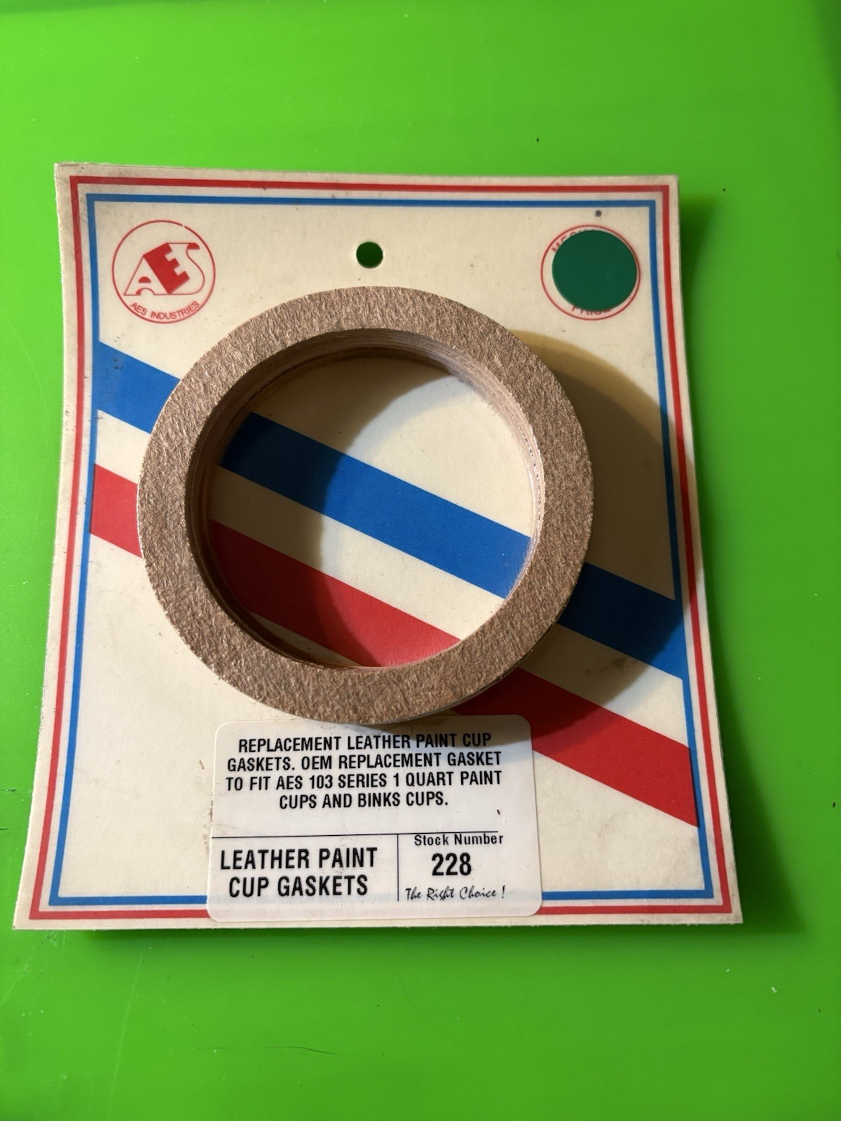AES Spray Gun Cup Gaskets, Pak of 6, Leather, 3.5” Diameter, 3/32” Thick, New