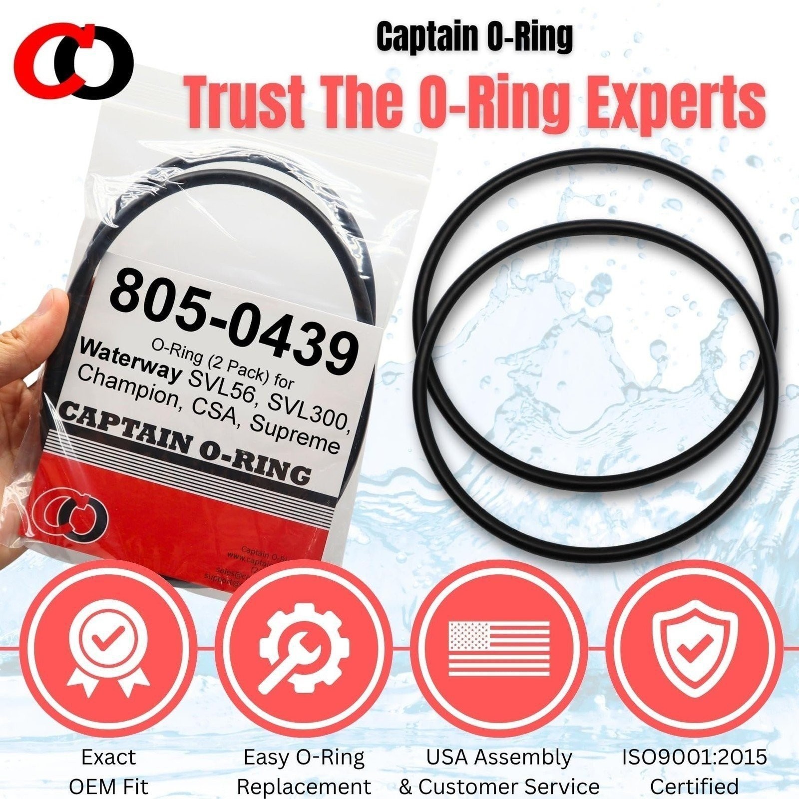 805-0439 O-Rings for Waterway SVL56 SVL300 Champion CSA Supreme Pool Pumps (2pk)