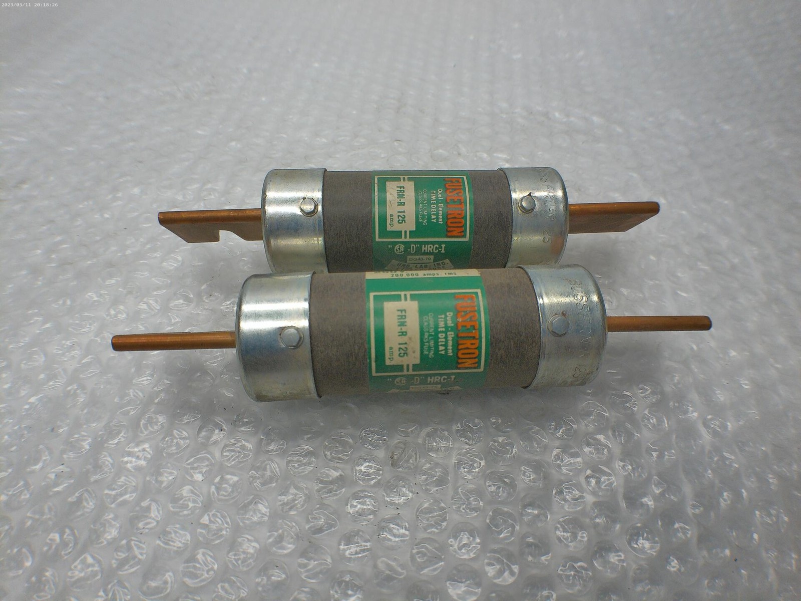 FUSETRON FRN-R-125 FUSE GREEN LOT OF 2 NSNP