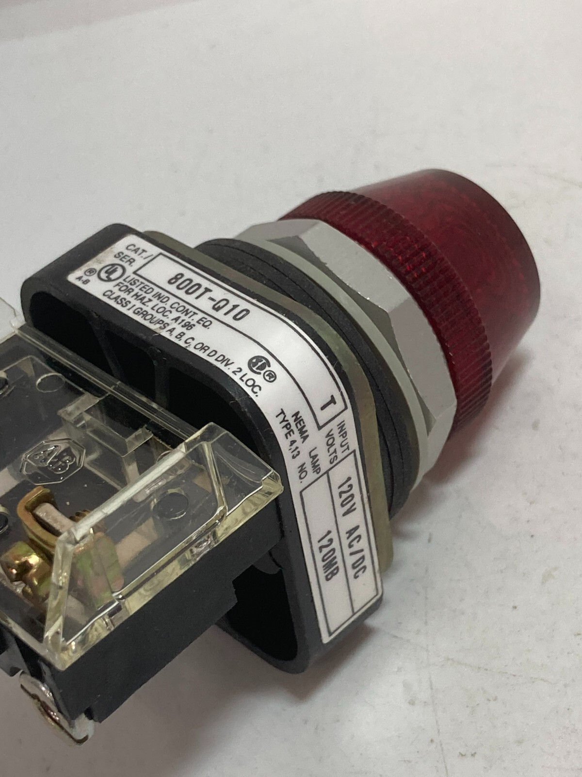 ALLEN BRADLEY 800T-Q10R PILOT LIGHT RED 120V 120VAC/DC SERIES T NNB
