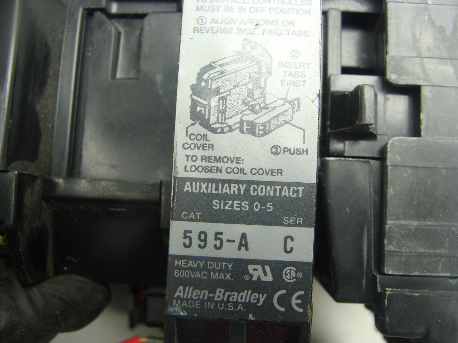 ALLEN BRADLEY CONTACTOR 509-B0D-XXX W/STARTER 592-A2HA & (2) AUX CONTACTS 595-A