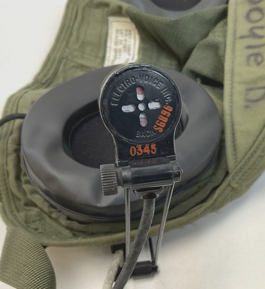 Vintage Gentex HGU-14A/P USGI Military Soft Crewman Helmet W/Boom Mic LG Headset