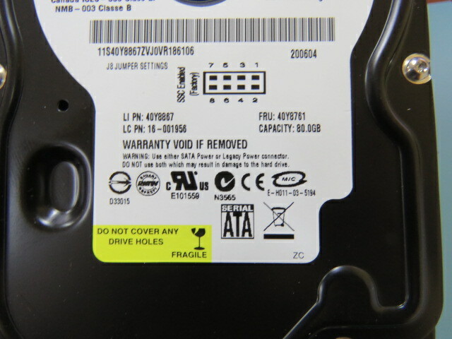 WESTERN DIGITAL WD800JD Qty of 1 per Lot WESTERN DIGITAL HDD 80GB WD800JD-08LSA