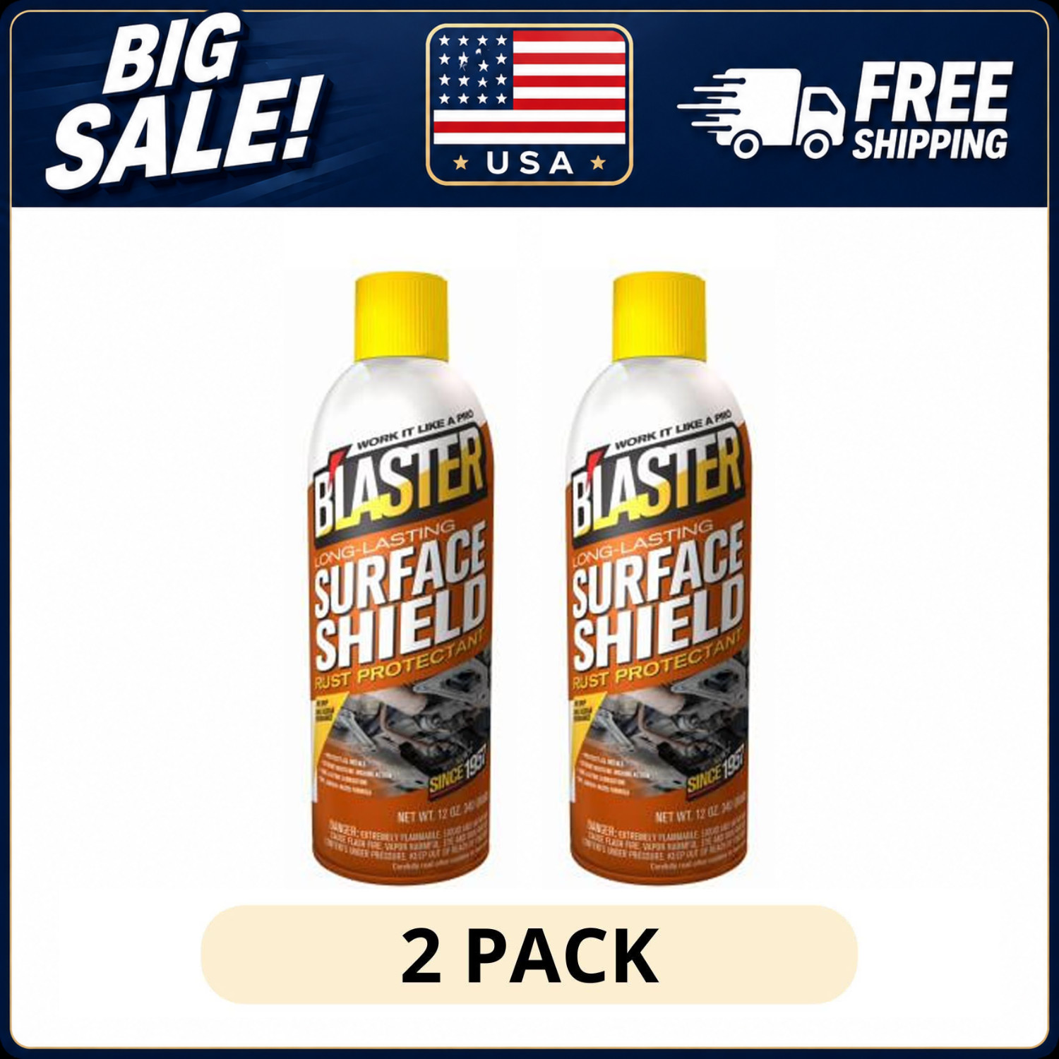 (2 pack) Blaster Surface Shield 12 Oz Rust Corrosion Protectant Lubricant Spray