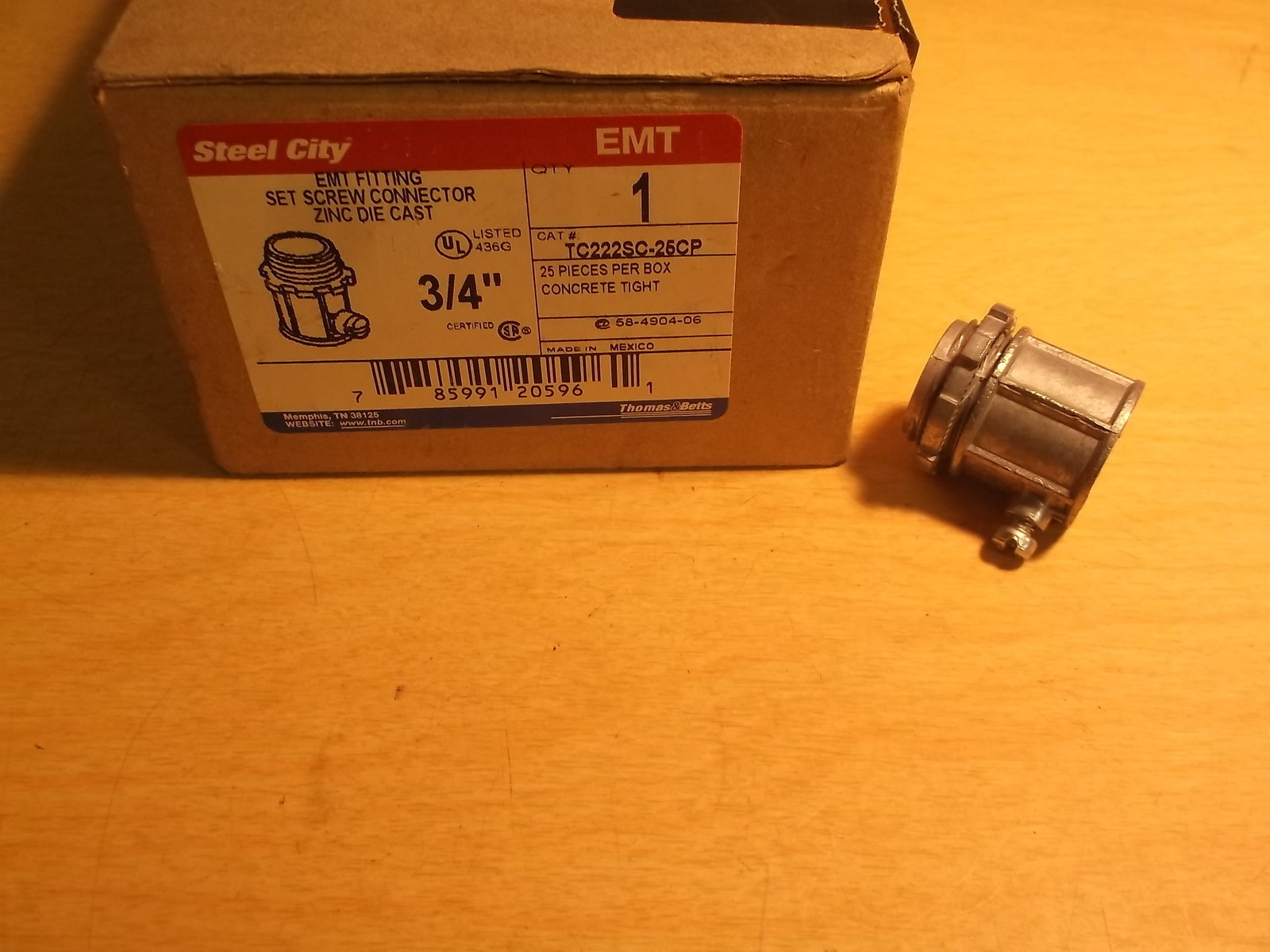 NEW Steel City EMT Fitting Set Screw Connector 3/4″ Zinc Die Cast TC222SC
