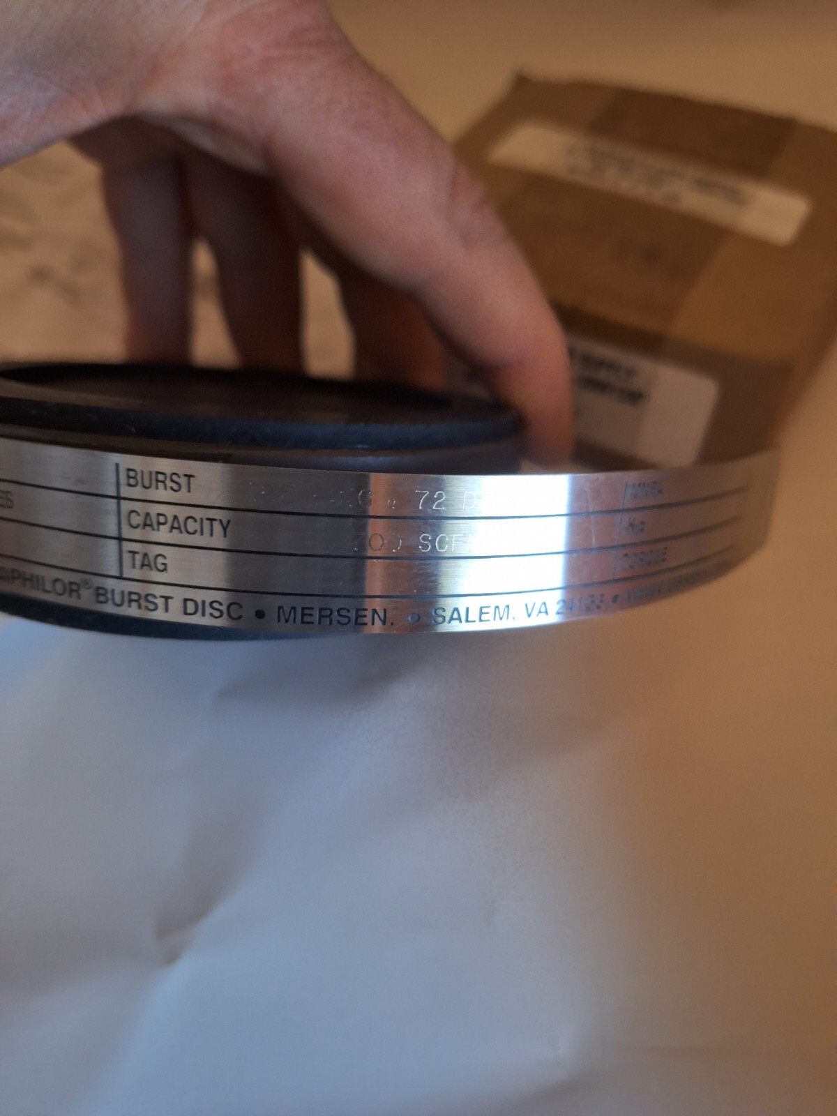 NEW MCMASTER CARR S3-02125M SER. 3, 2″ S 125 PSIG 25 FT LBS GRAPHILOR BURST DISC