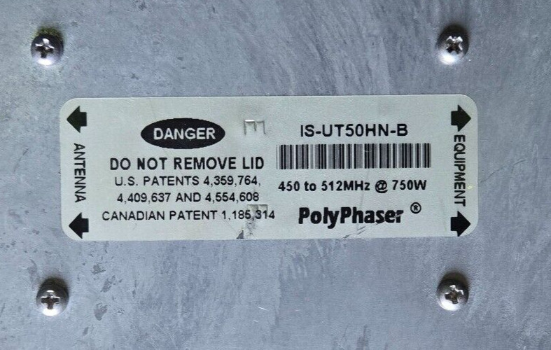 Used Polyphaser IS-UT50HN-B 450-512MHz @ 750W Type N Female