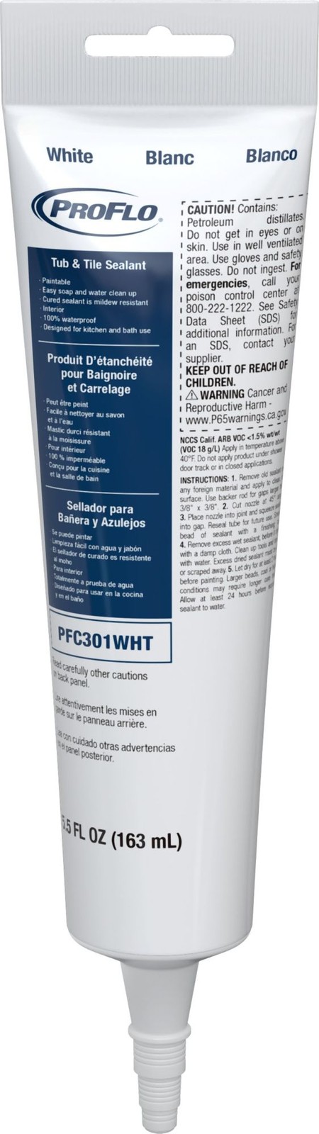 PROFLO PFC301 5.5 oz Tube and Tile Caulk – White