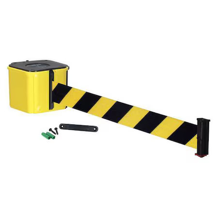 Retracta-Belt Wm412yw25-Byd-Re Wall Barrier, 25Ft Black/Yellow Belt