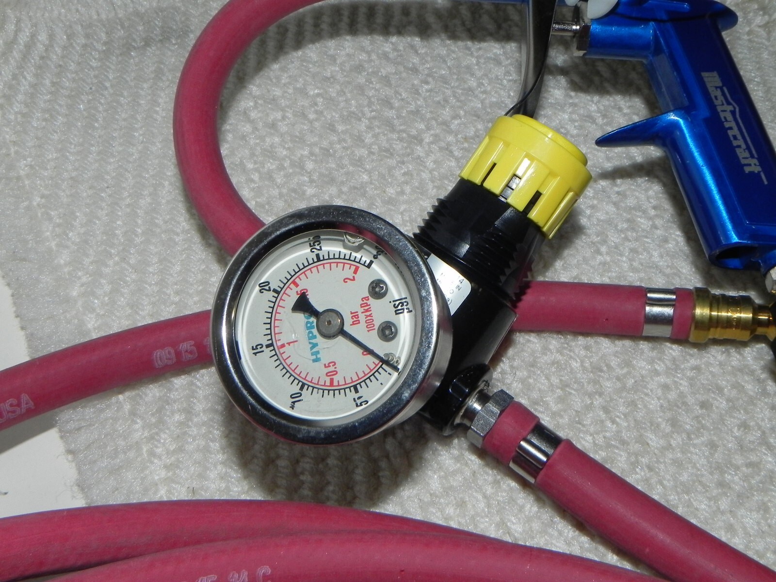 Valuflex GS 1/4″ Hose Hypro 30 PSI Gauge/Mastercraft Air gun/Parker 14R012FC=300