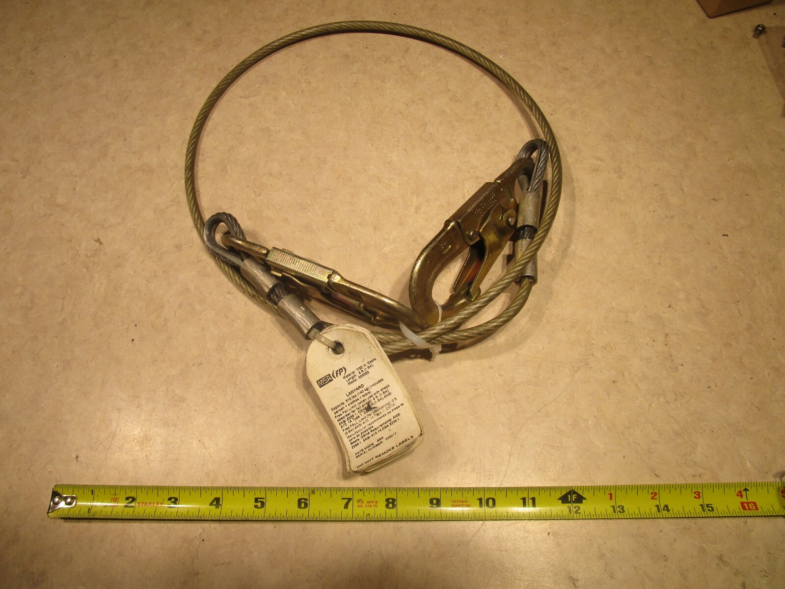 MSA 505063, 7/32″ CABLE, LENGTH 5FT, LANYARD, 310LB CAPACITY, S0929