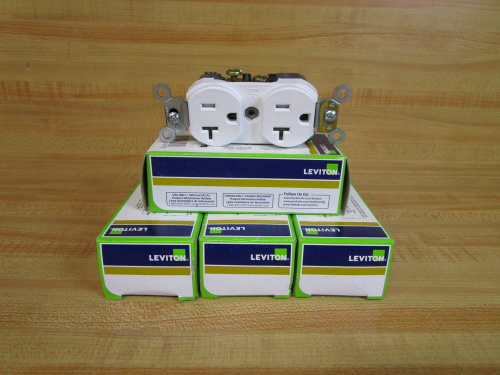 Leviton TBR20-W Receptacle Outlet TBR20W (Pack of 4)