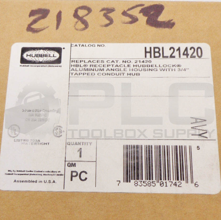NEW HUBBELL HBL21420 HUBBELLOCK RECEPTACLE 3/4″ 20A 250VDC 30A 600VAC NSMP