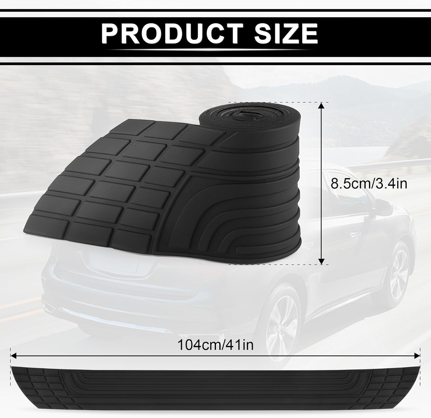 SINGARO Car Rear Bumper Protector, 42inch x3.4inch Car/SUV Universal Rubber A…