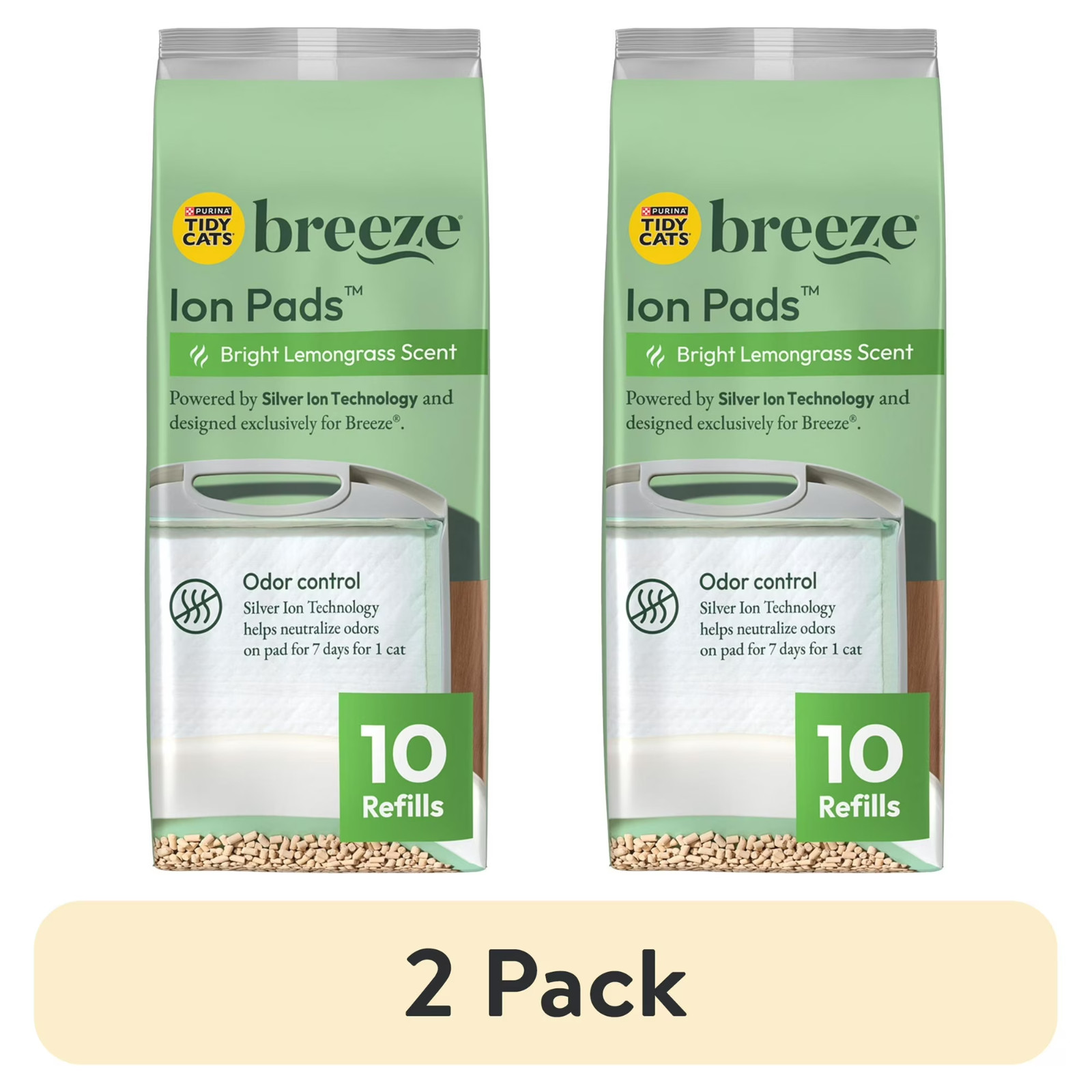 Purina Tidy Cats Breeze Bright Lemongrass Scented Ion Cat Litter Pads Refill