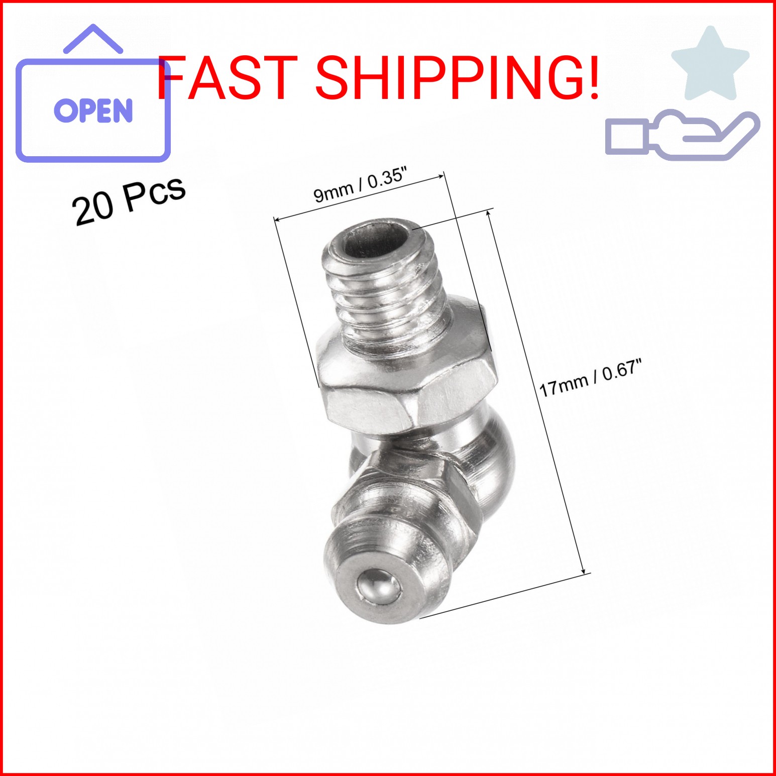 uxcell Nickel-Plated Iron 90 Degree Grease Fitting M6 x 1mm Thread Hydraulic Gre