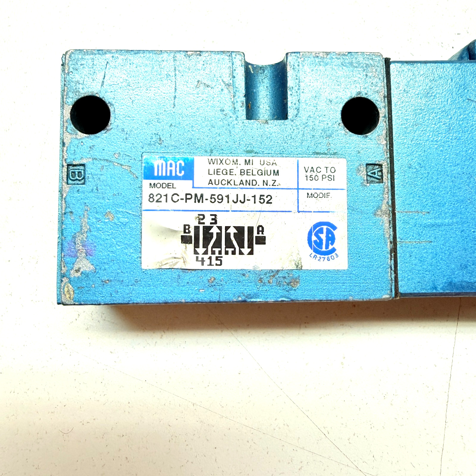 MAC 24V 4-WAY 2P 1/4″ DOUBLE SOLENOID VALVE 821C-PM-591JJ-152