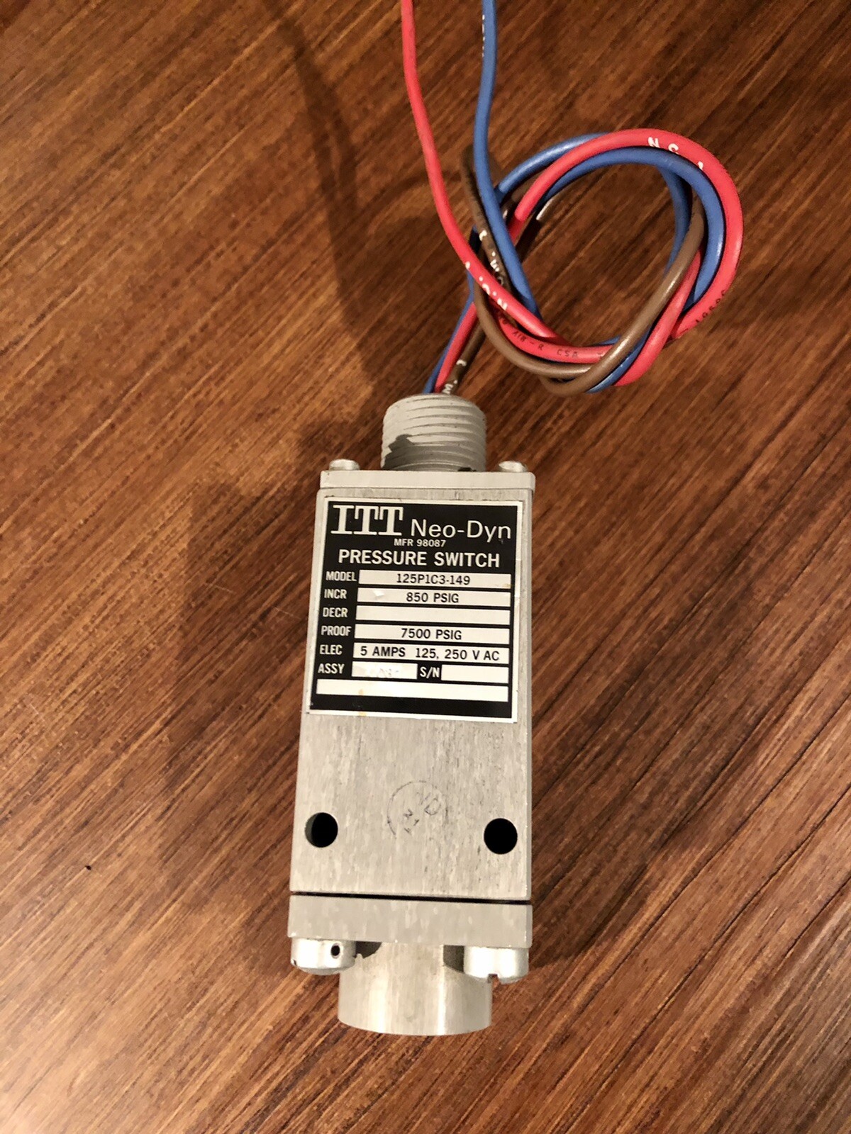 ITT Neo Dyn 125PIC3-149 Pressure Switch 125P1C3-149