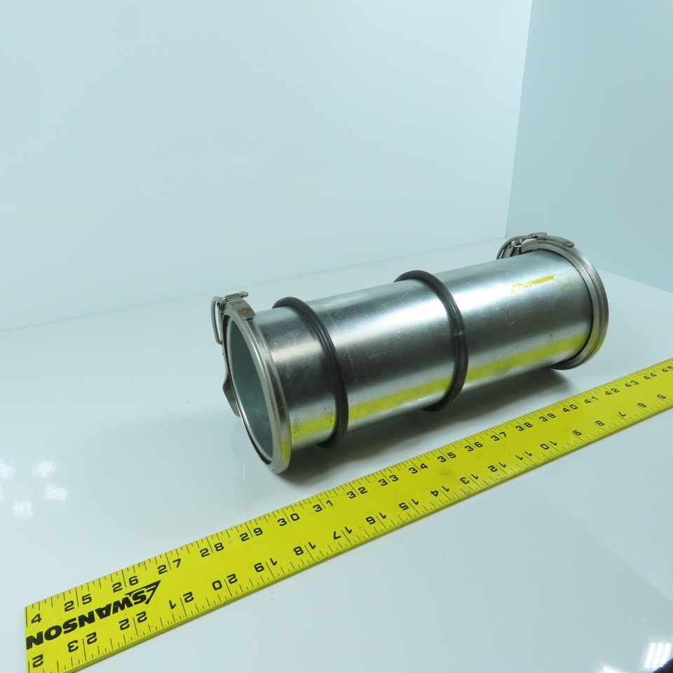 4″ Quick Clamp Rolled Edge Galvanized Steel Duct Pipe Coupling 11-3/4″ OAL