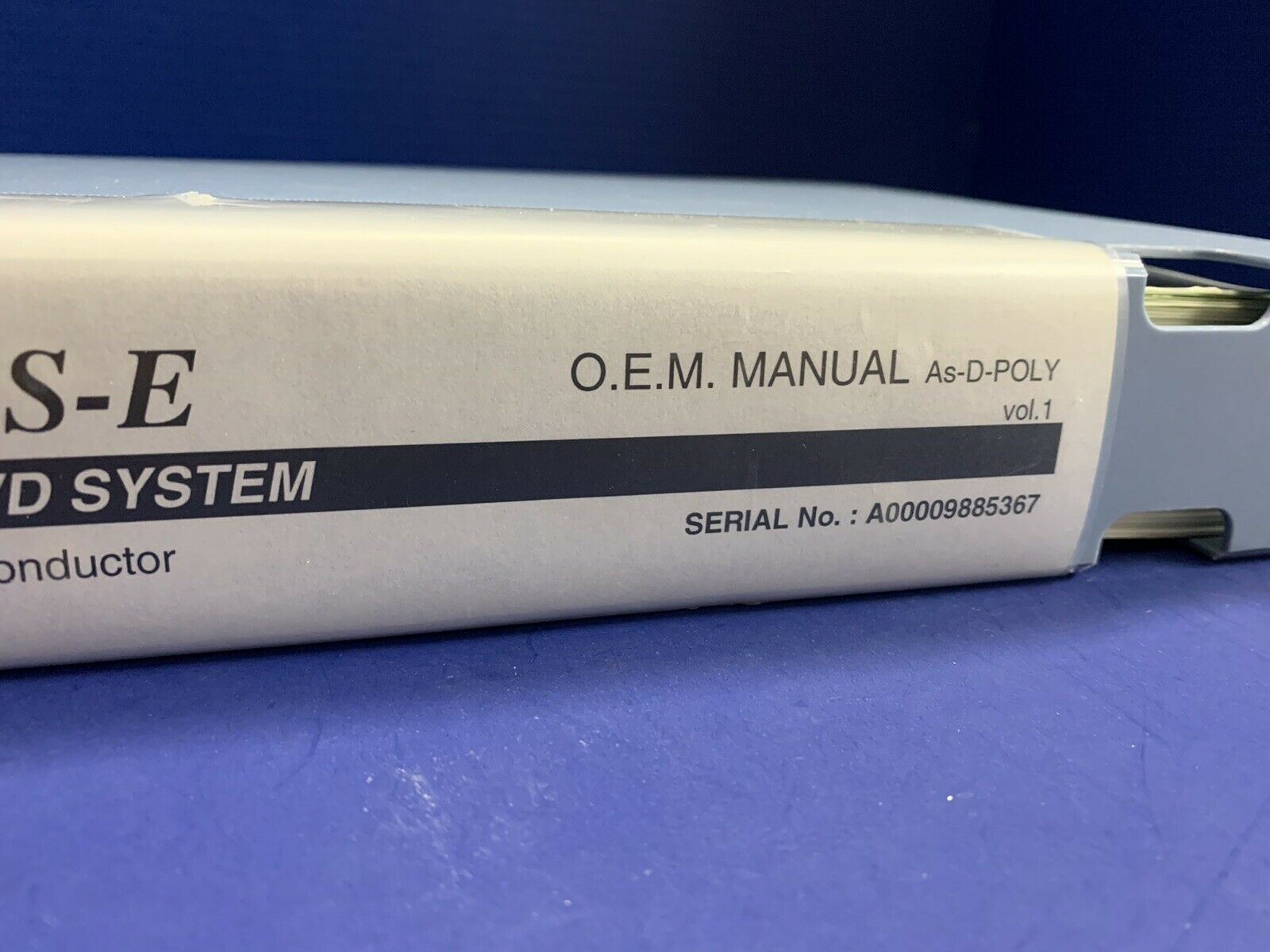 Tokyo Electron ALPHA-8S-E Vertical LP-CVD As-D-POLY O.E.M. Manual Volume 1, Used