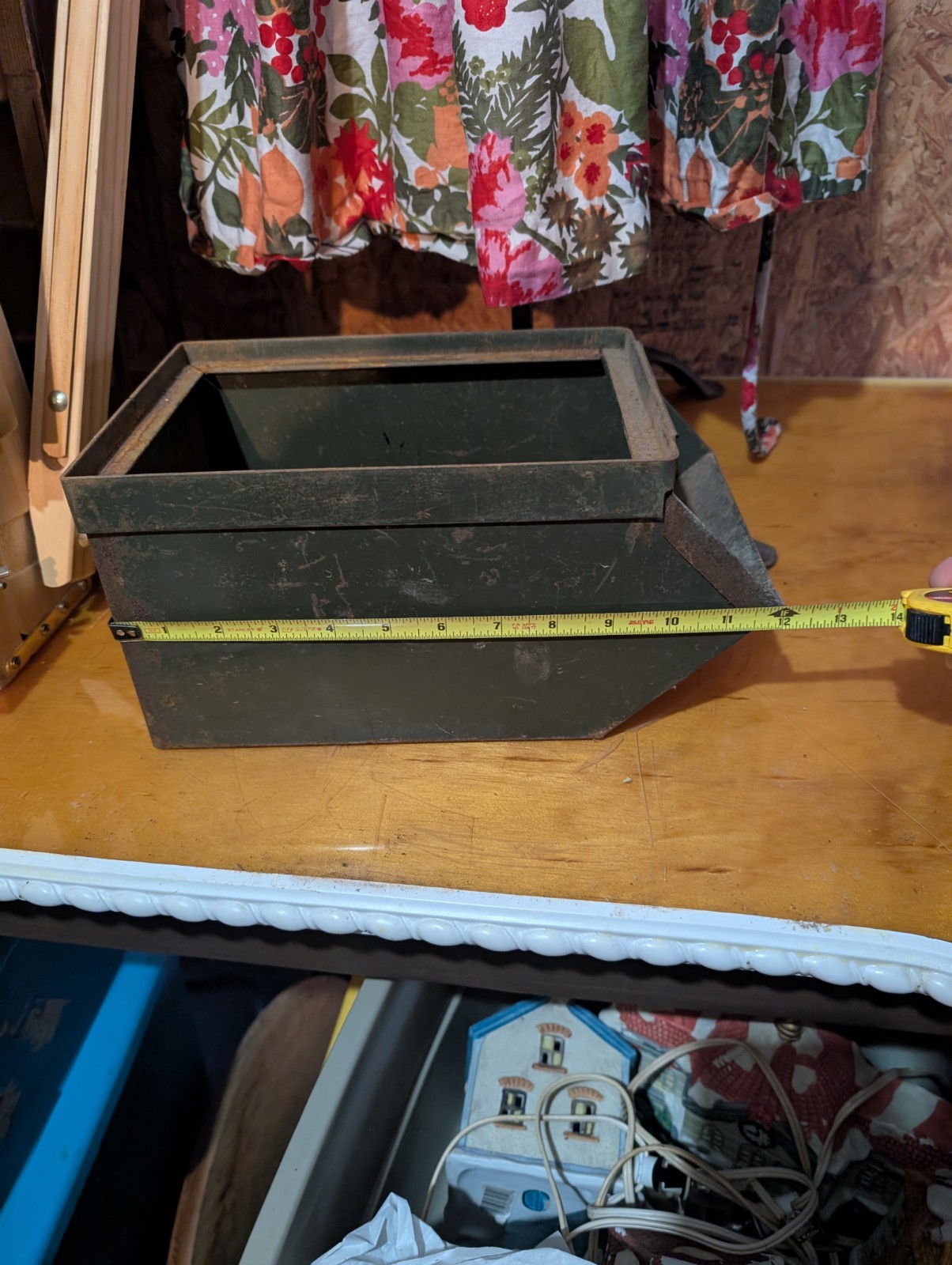 Metal Parts Bin With Handles Stacking Box Industrial vintage