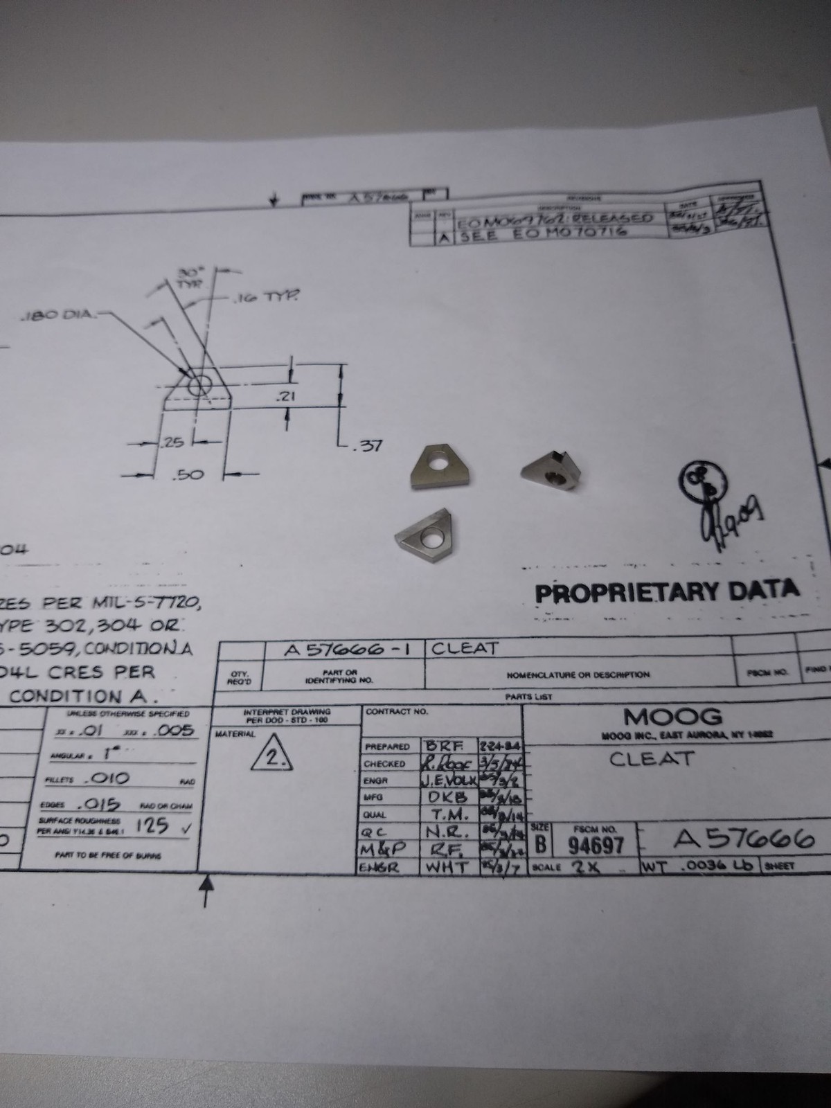 MOOG INC. A57666-1 CLEAT